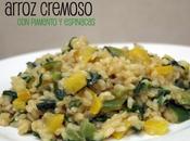 Arroz cremoso pimiento espinacas