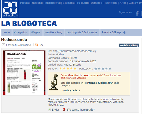 Medusseando en los premios 20Blogs!