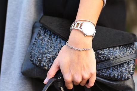 Grey Dress and Black Cape