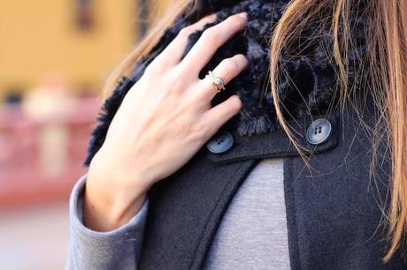 Grey Dress and Black Cape