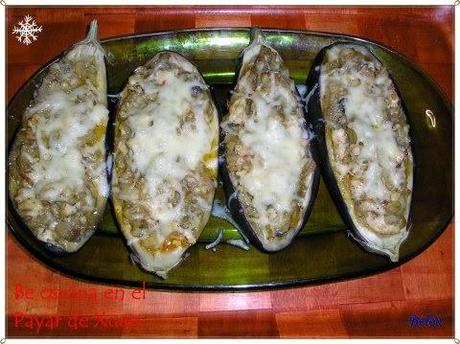 Berenjenas rellenas de pollo y queso