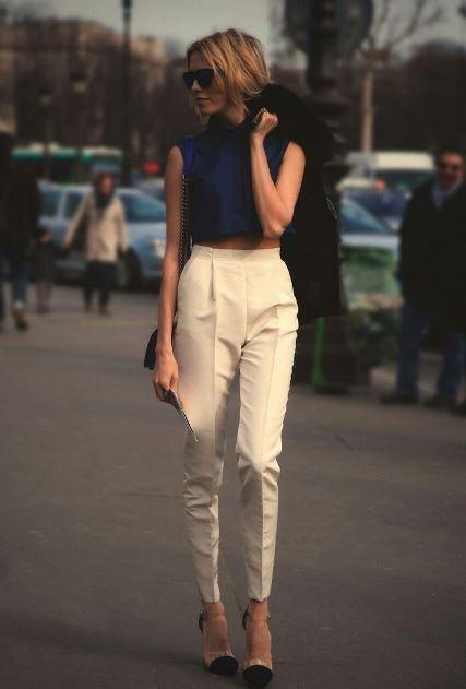 Top crop street-style black pantalones beis