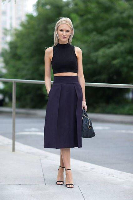 Crop top falda midi