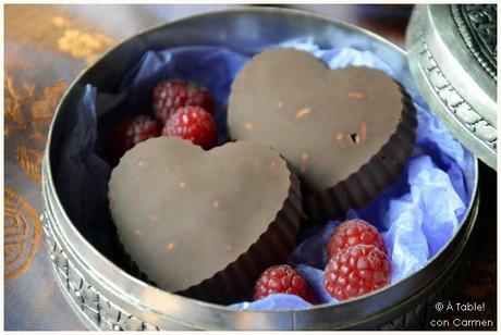 Corazones de Chocolate y Crocanti de Almendra