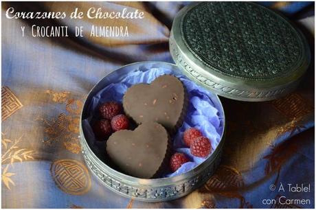 Corazones de Chocolate y Crocanti de Almendra
