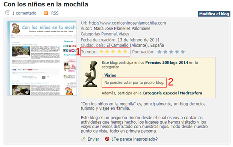 Me presento a los Premios 20Blogs en viajes y madresfera Premios 20Blogs viajes madresfera