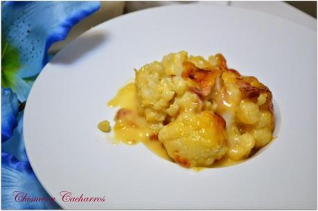 Coliflor  con Bacon en salsa Cheddar