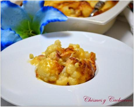 Coliflor  con Bacon en salsa Cheddar