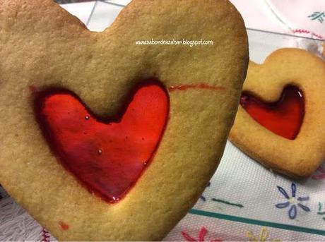 Galletas de San Valentín con corazón de cristal