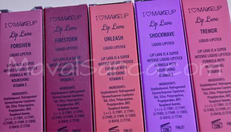 Lip Lava: Forgiven, Firestorm, Unleash, Shockwave y Tremor de I Heart Makeup