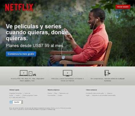 Pantalla de bienvenida de Netflix para el dominio .cu hoy