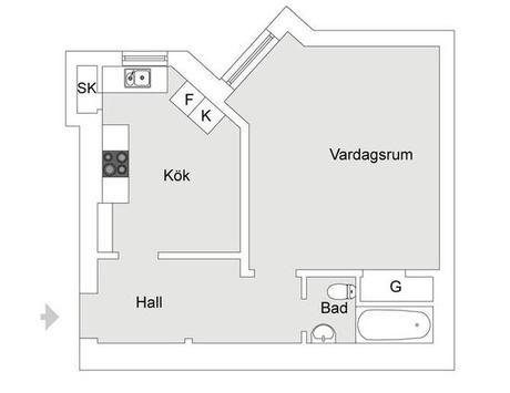 Un apartamento con la cama en un altillo. Un apartamento con la cama en un altillo.