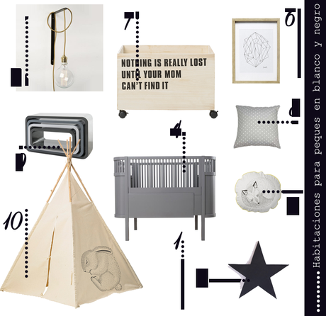 Blanco y negro para peques: habitaciones geniales