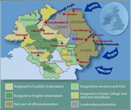 Gráfico que muestra la colonización de Ulster y su procedencia.