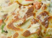 Pastel patata relleno verduras jamón carbonara