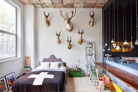 Piezas de mercadillo conjugadas con mucho arte en un loft neoyorquino