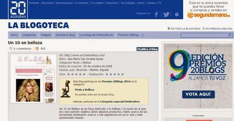 premios 20blogs, 20 minutos, un 10 en belleza