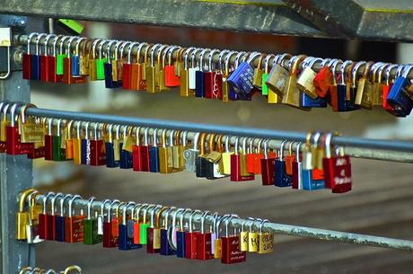 Padlock on a bridge in Luneburg Germany