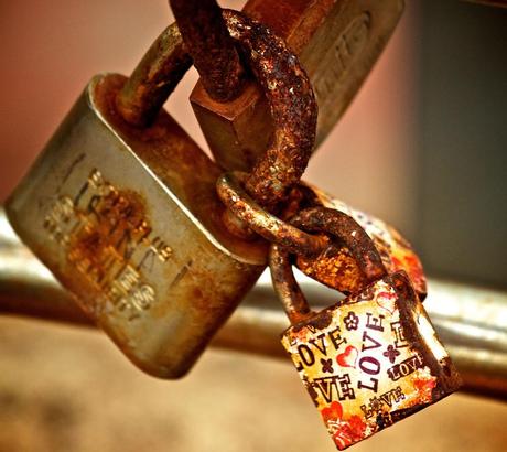 Love lock by the sea in Spain