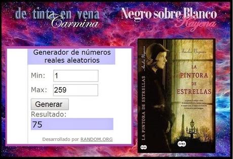 Resultado Sorteo La pintora de estrellas de Amelia Noguera
