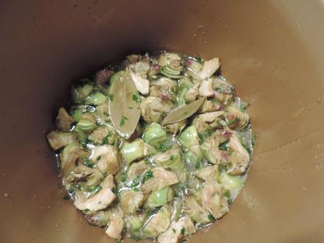 Alcachofas al limón en olla programable.