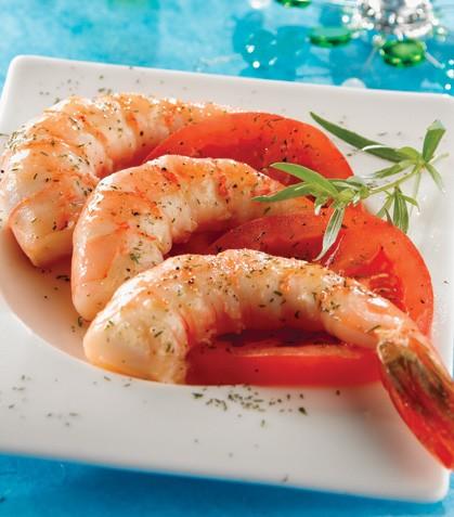 Camarones con aderezo ligero