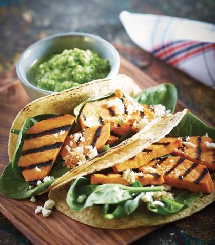 Tacos de espinaca con camote