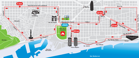 Recorrido de la 25ª eDreams Mitja Marató de Barcelona. [Imagen: www.edreamsmitjabarcelona.com]