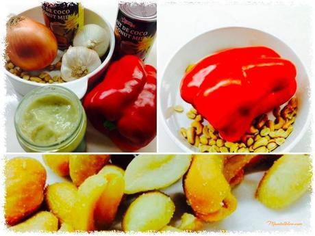 Sopa de leche de coco con langostinos y anacardos