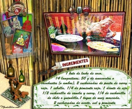 Sopa de leche de coco con langostinos y anacardos