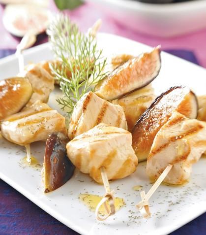 Brochetas de pollo en salsa de higo