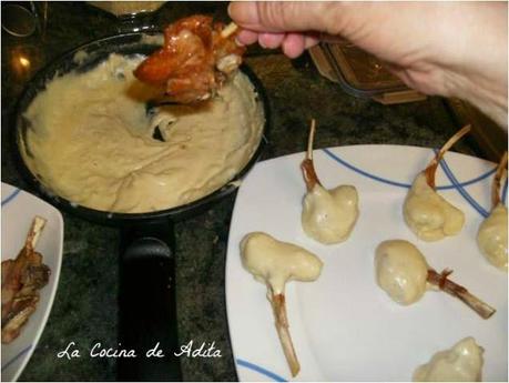 Chuletas de lechal, a la villeroy, con vedudas en tempura