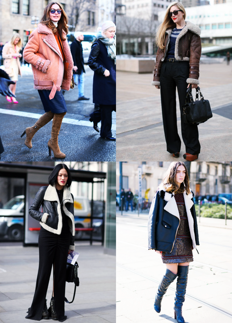 aviator-jacket-street-style-outfits looks con chaquetas aviador y borrego