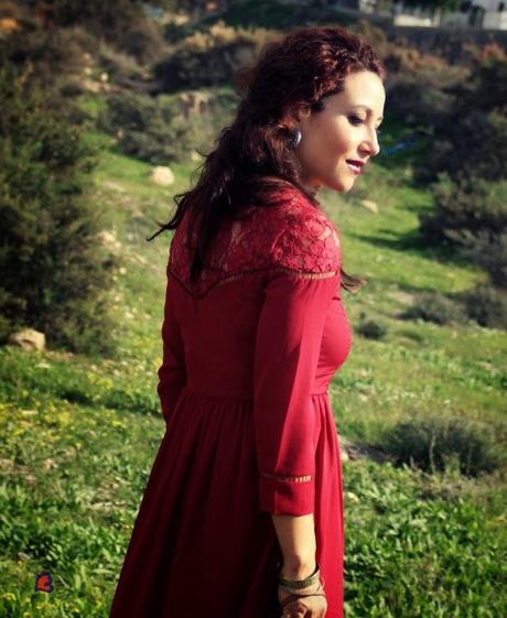 Vestido Granate Romantico-Burdundy Romantic Dress