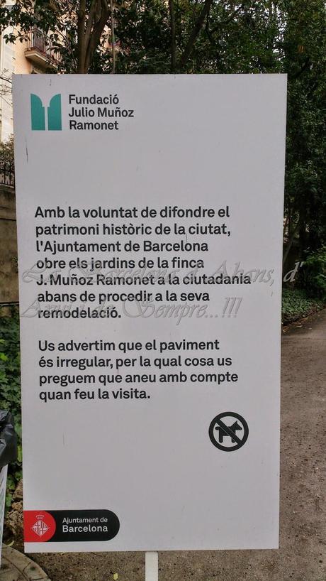ELS JARDINS DE JULIO MUÑOZ RAMONET, C/ MUNTANER 290-282, EN LA BARCELONA D' ABANS, D' AVUI I DE SEMPRE...15-02-2015...!!!