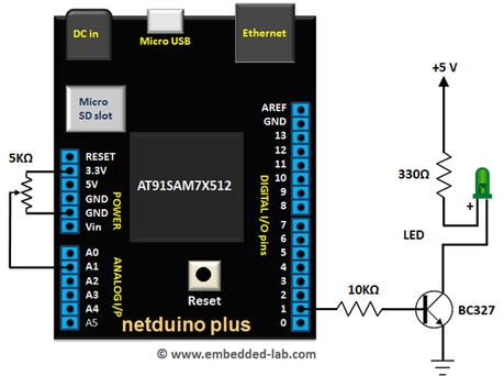 LED parpadeante con diagrama del circuito de potenciómetro