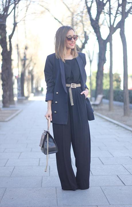 Palazzo pants and Blue Blazer07