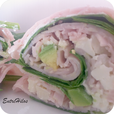 rollito de pavo y espinacas