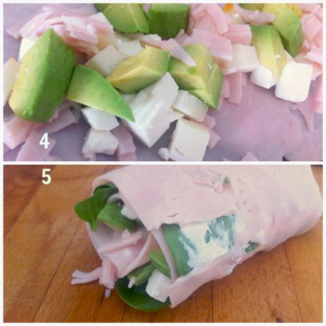 rollito de pavo y espinacas
