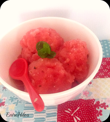 sorbete de sandia y hierbabuena