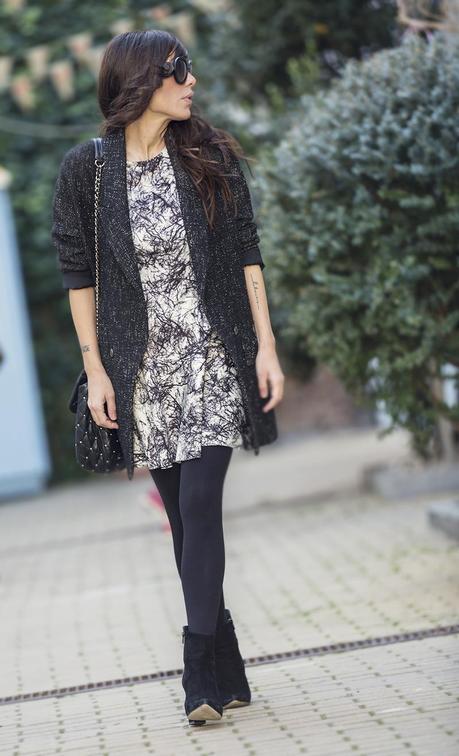 street style barbara crespo hake neoprene dress black and white fashion blogger outfit blog de moda