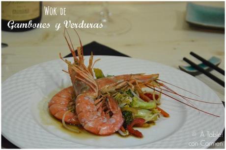 Wok de Gambones y Verduras