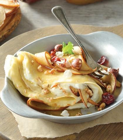 Crepas con pera asada