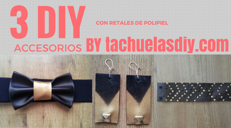 Me gusta reciclar: 3 accesorios DIY con retales de polipiel 3 vídeos tutoriales diy de cómo hacer a mano 3 accesorios ,un cinturón elástico con lazo de cuero y pintura,pendientes de cuero y pintura,brazalete con pintura en relieve.