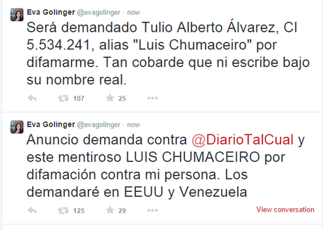 Eva Golinger demandará por difamación al diario Tal Cual y a Luis Chumaceiro