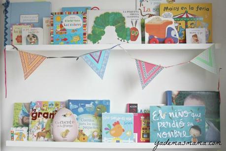 banderines estantería cuentos habitación infantil