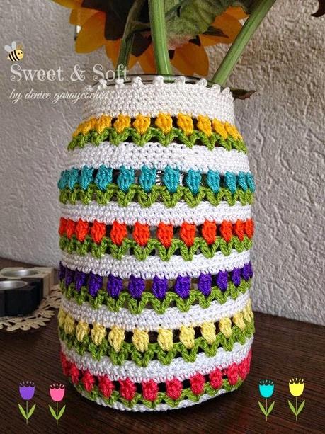 IDEAS PARA RECICLAR TARROS O ENVASES DE VIDRIO Y FORRARLOS AL CROCHET