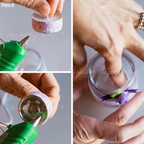 Paso 6 Pegar vela en el fondo del tarro