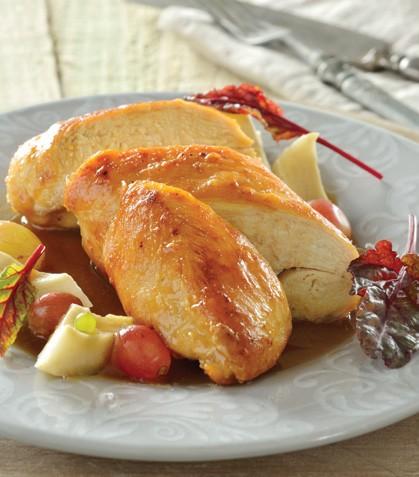 Pechuga de pollo con uvas y corazón de alcachofa