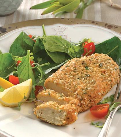 Pollo empanizado con quinoa